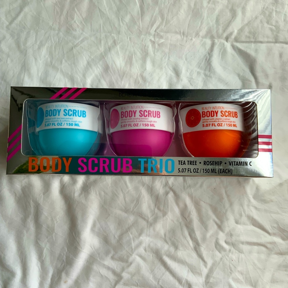 NEW Beauty Intuition Body Scrub Trio Tea Tree Rosehip Vitamin C Set